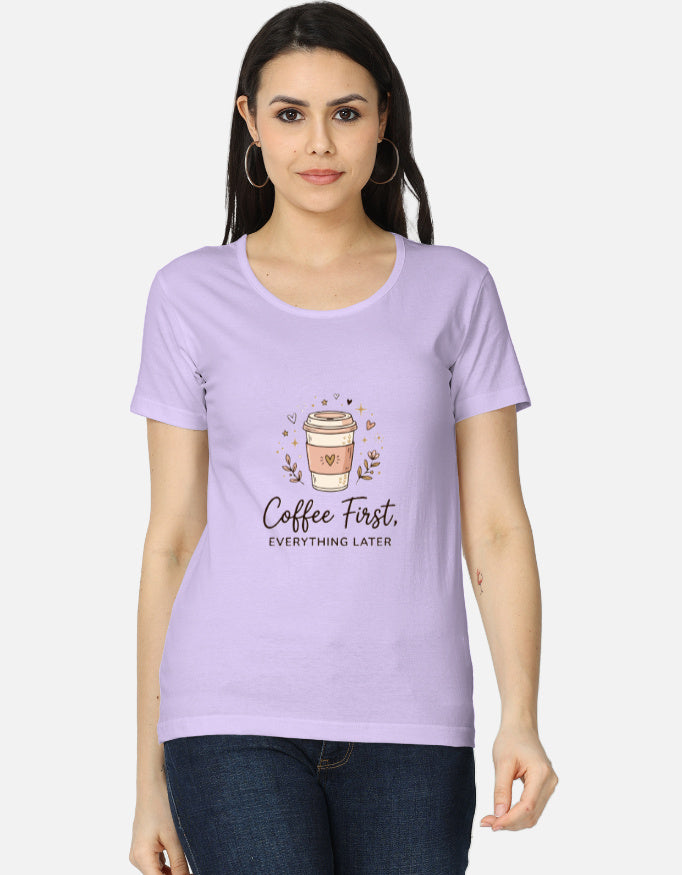 Women's Floral and Stars Coffee Sleeve T-Shirt