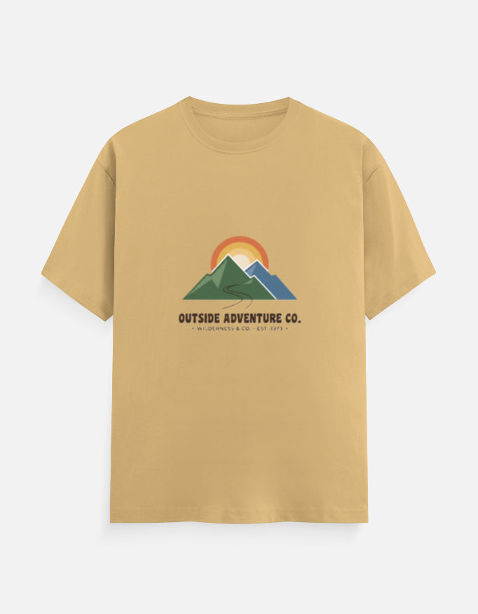 Men's Retro Sunset Mountain Outdoors Adventure Graphic Printed T-Shirt