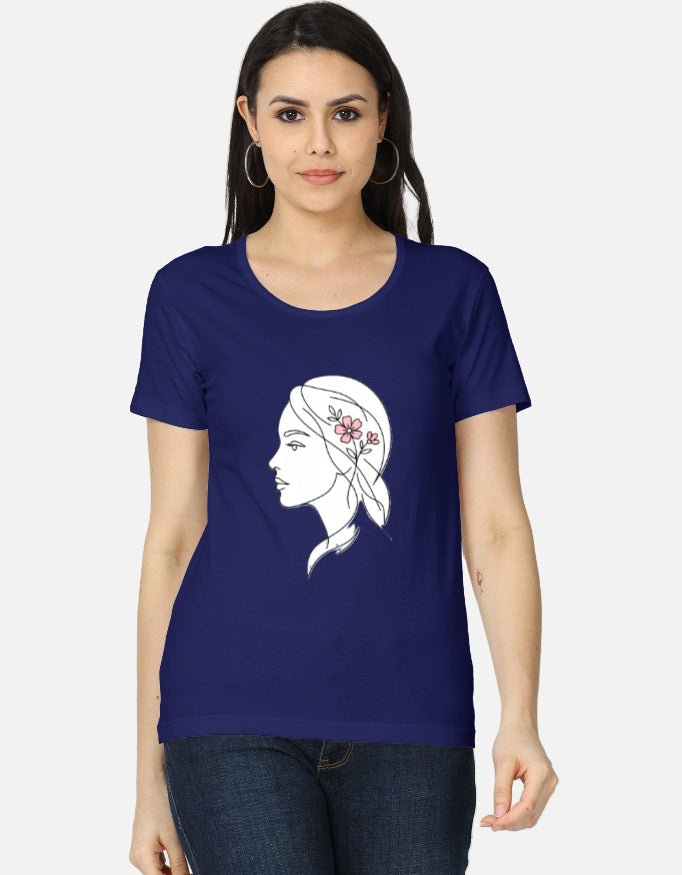 Women's One Line Drawing Botanical Portrait Top