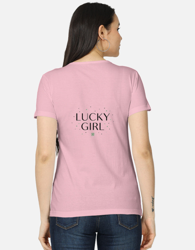 Women's Sage Green Clover Lucky Girl Top
