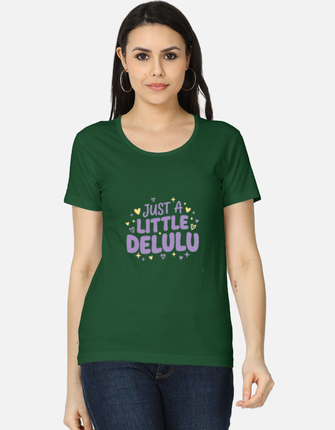 Women's Funny Gen Z Slang "Little Delulu" Quote Top